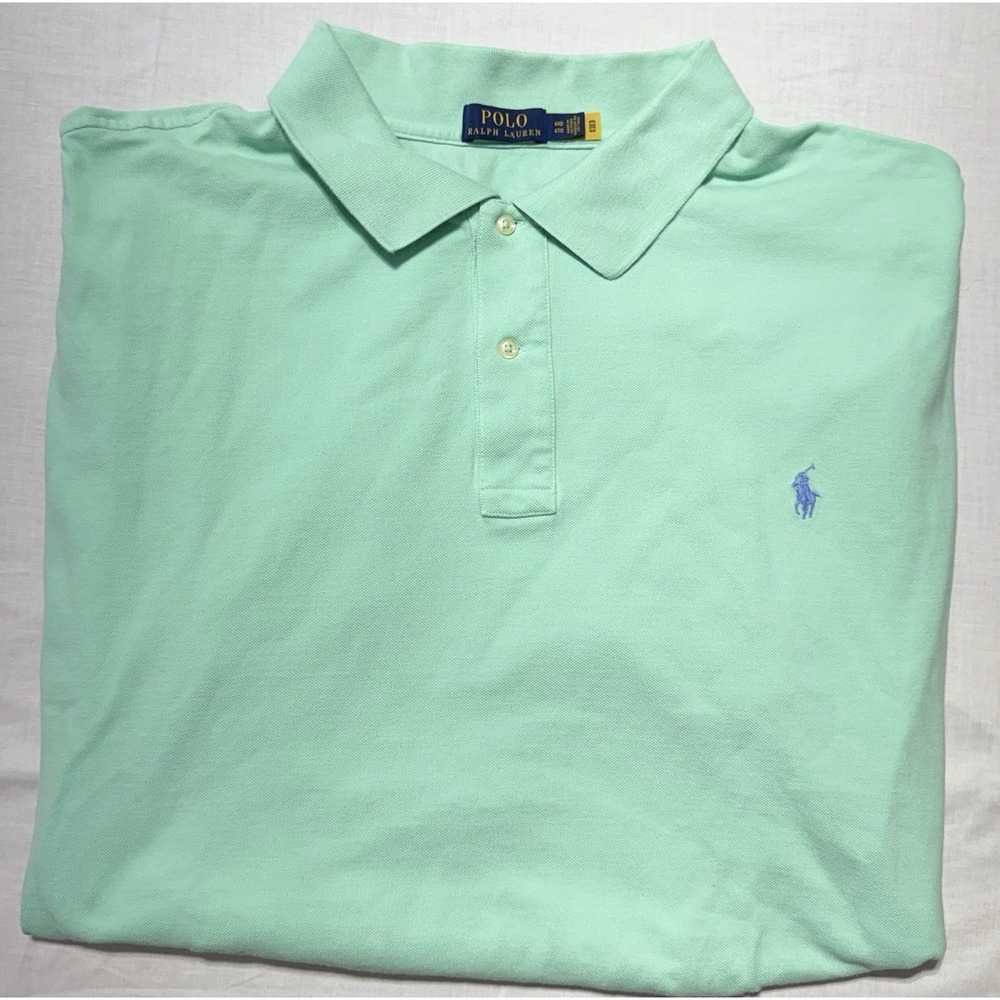 Polo Ralph Lauren Men's Big & Tall Mint Green Mesh Polo Shirt Size 6XB Classic